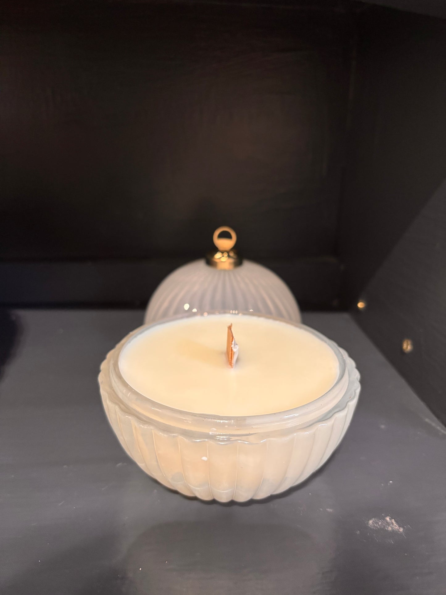 White Glass Bauble Candle