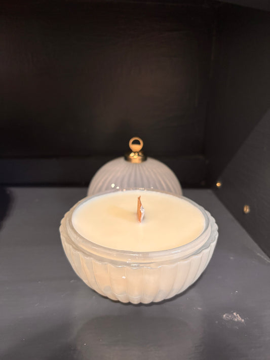 White Glass Bauble Candle