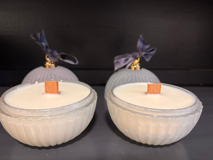 White Glass Bauble Candle
