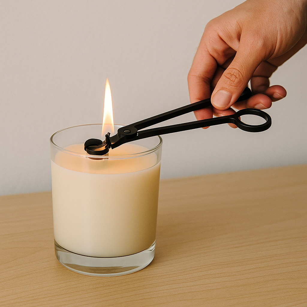 Luxury black candle care set with snuffer and wick trimmer