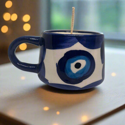 NAVY | Evil Eye | Coffee Cup Candles - Home-away.co.uk