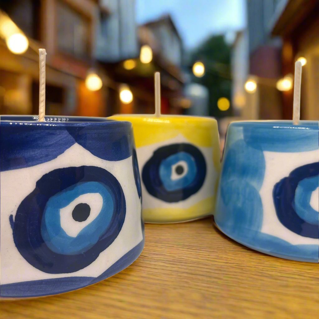 Pale Blue - Evil Eye Coffee Cup Candles - Home - away.co.uk