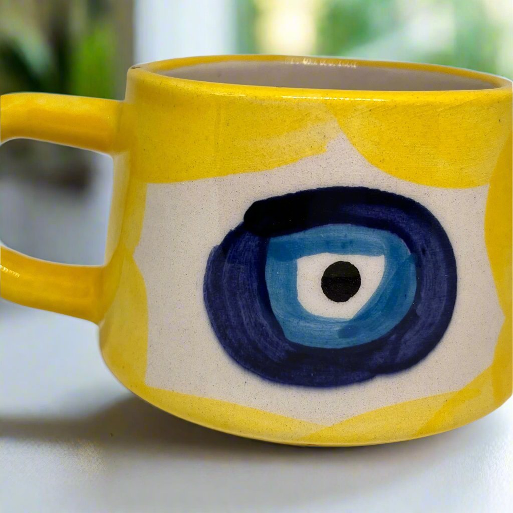 Yellow | Evil Eye | Coffee Cup Candles - Home-away.co.uk